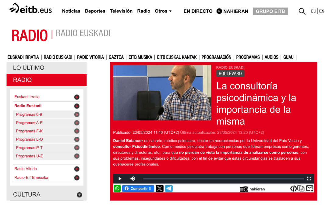 Entrevista Radio Euskadi/Boulevard